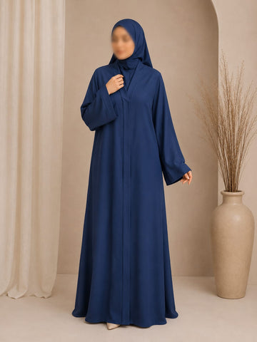 Everyday Front Open Abaya - Navy Blue