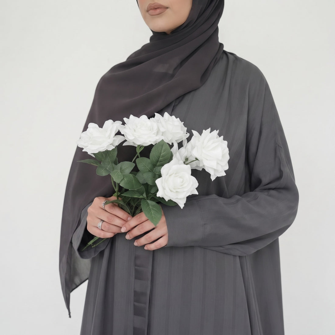 ZYRA - Nidha Luxe Abaya - Ash Grey