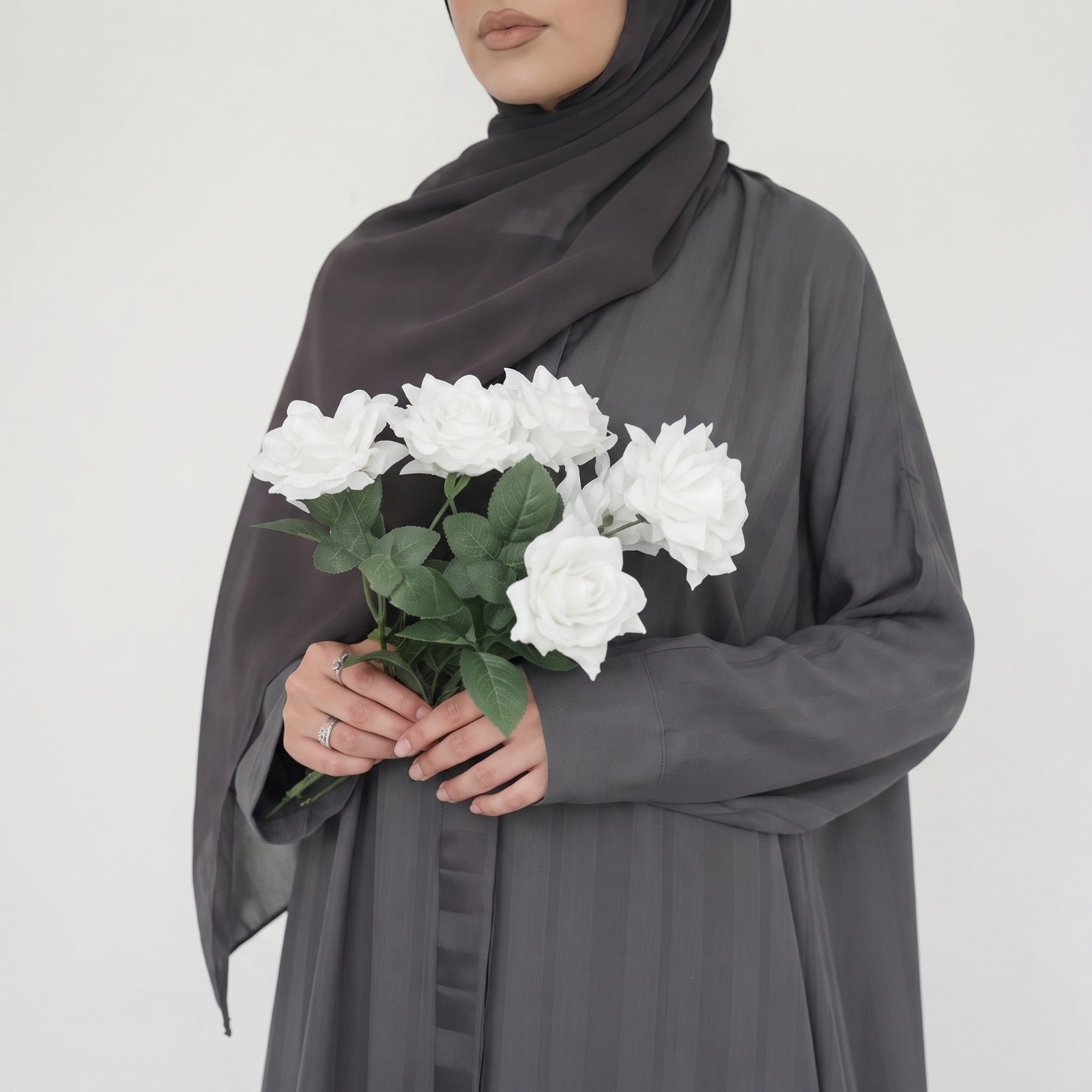 ZYRA - Nidha Luxe Abaya - Ash Grey