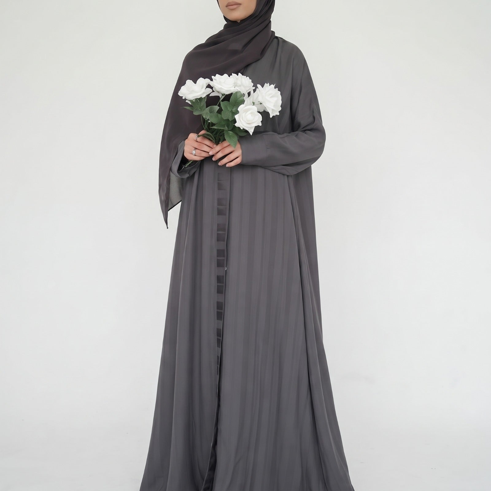 ZYRA - Nidha Luxe Abaya - Ash Grey