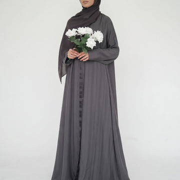 ZYRA - Nidha Luxe Abaya - Ash Grey