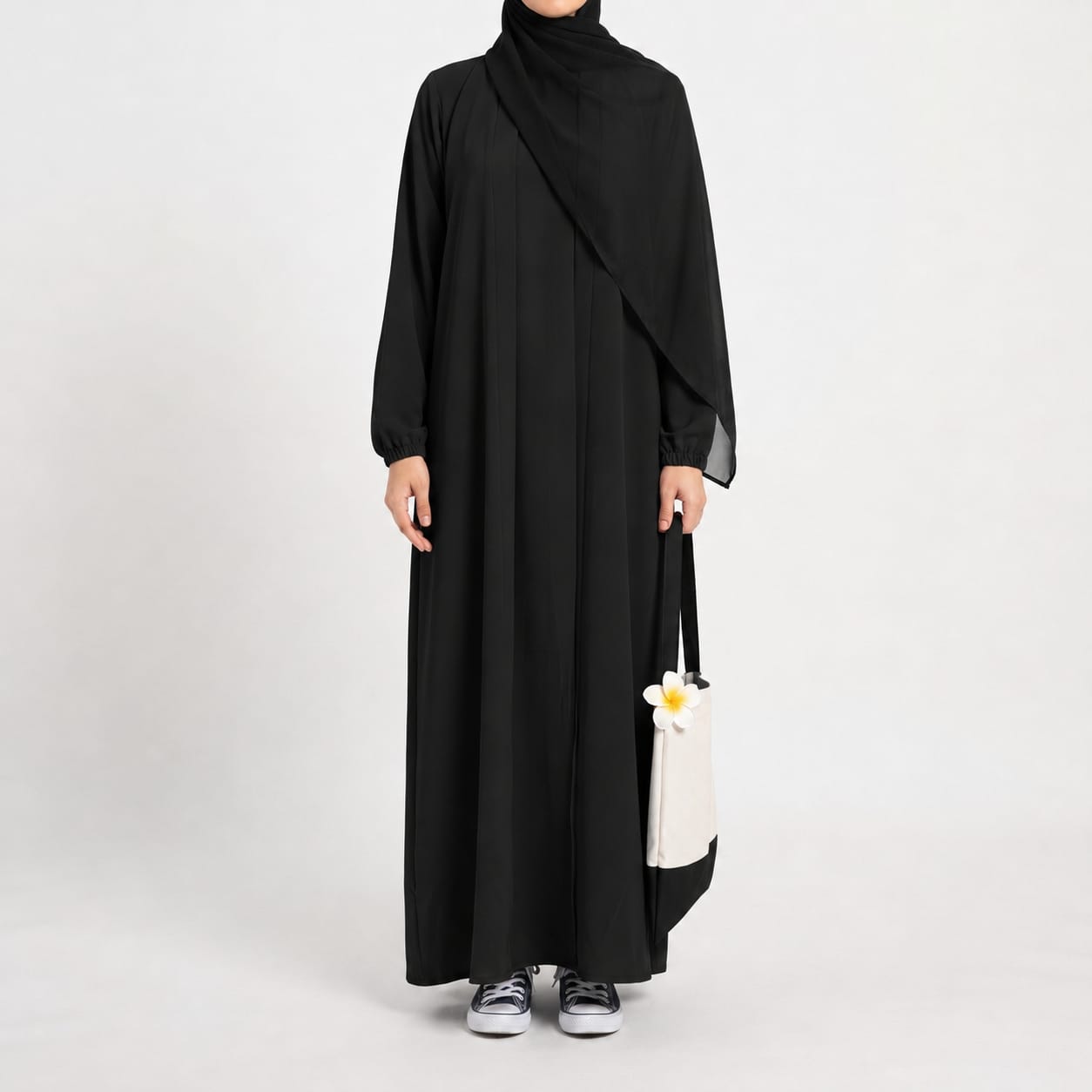Aira - Kimono Abaya with attached inner - Black