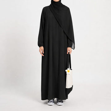Aira - Kimono Abaya with attached inner - Black