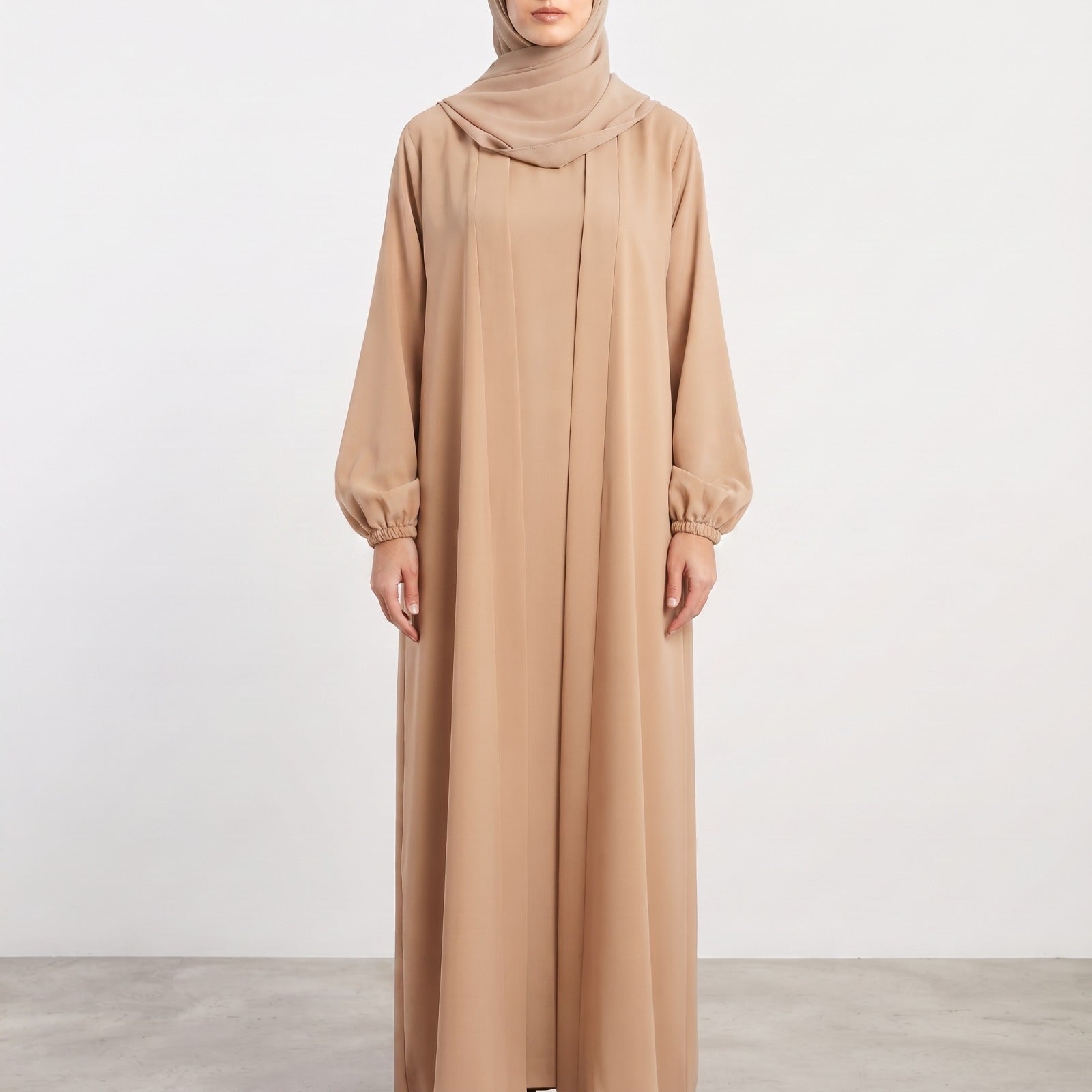 Aira - Kimono Abaya with attached inner - Beige