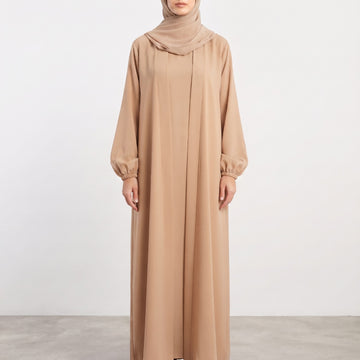 Aira - Kimono Abaya with attached inner - Beige