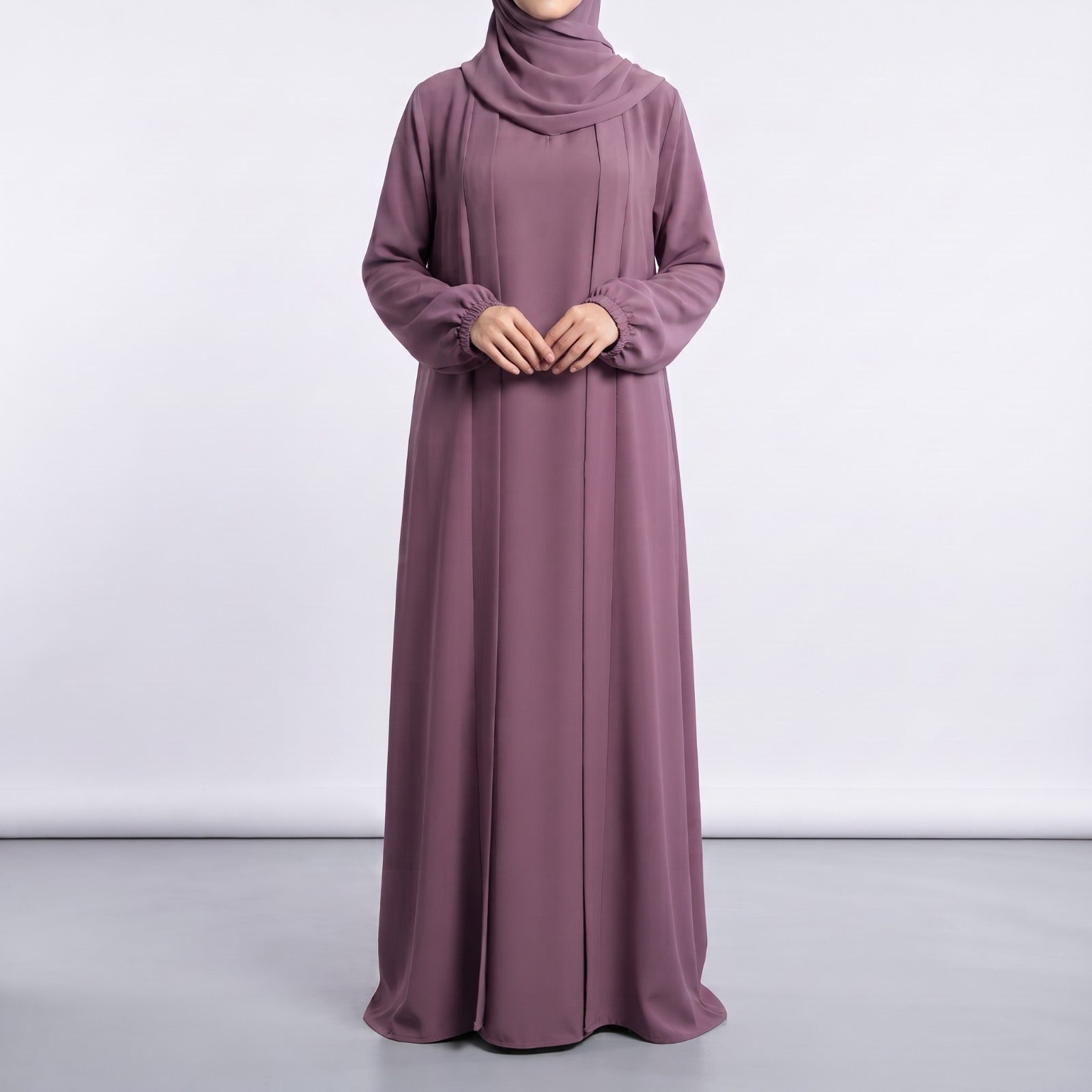 Aira - Kimono Abaya with attached inner - Plum
