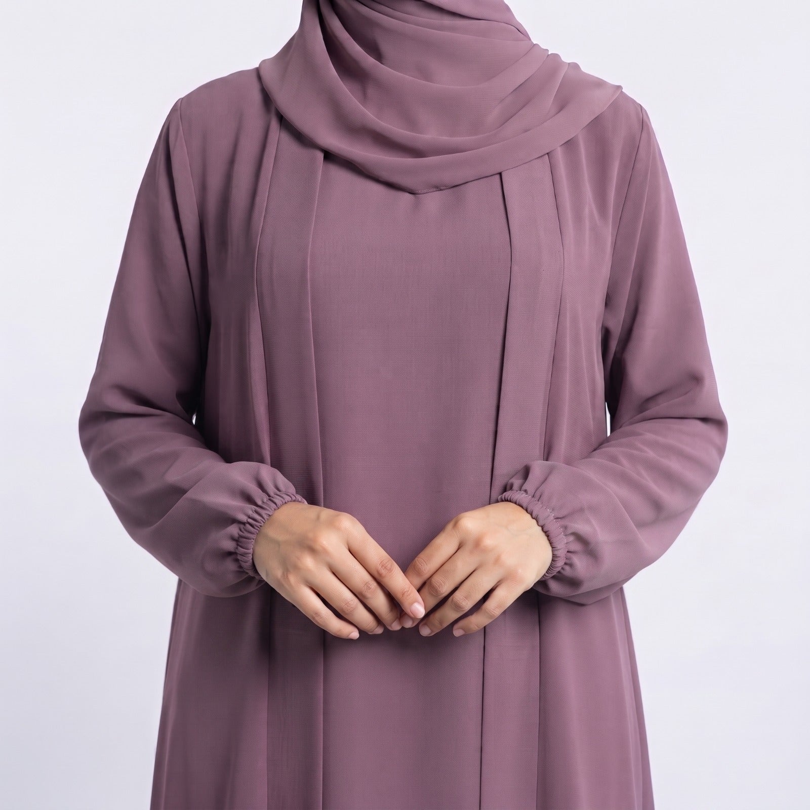 Aira - Kimono Abaya with attached inner - Plum
