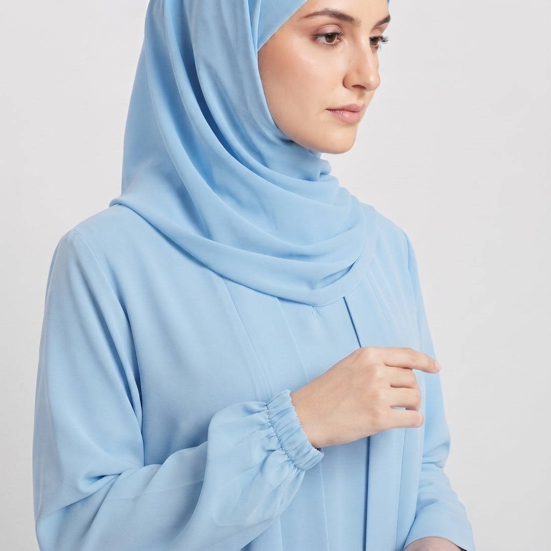 Aira - Kimono Abaya with attached inner - Sky Blue