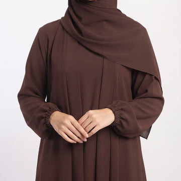 Aira - Kimono Abaya with attached inner - Dark Brown