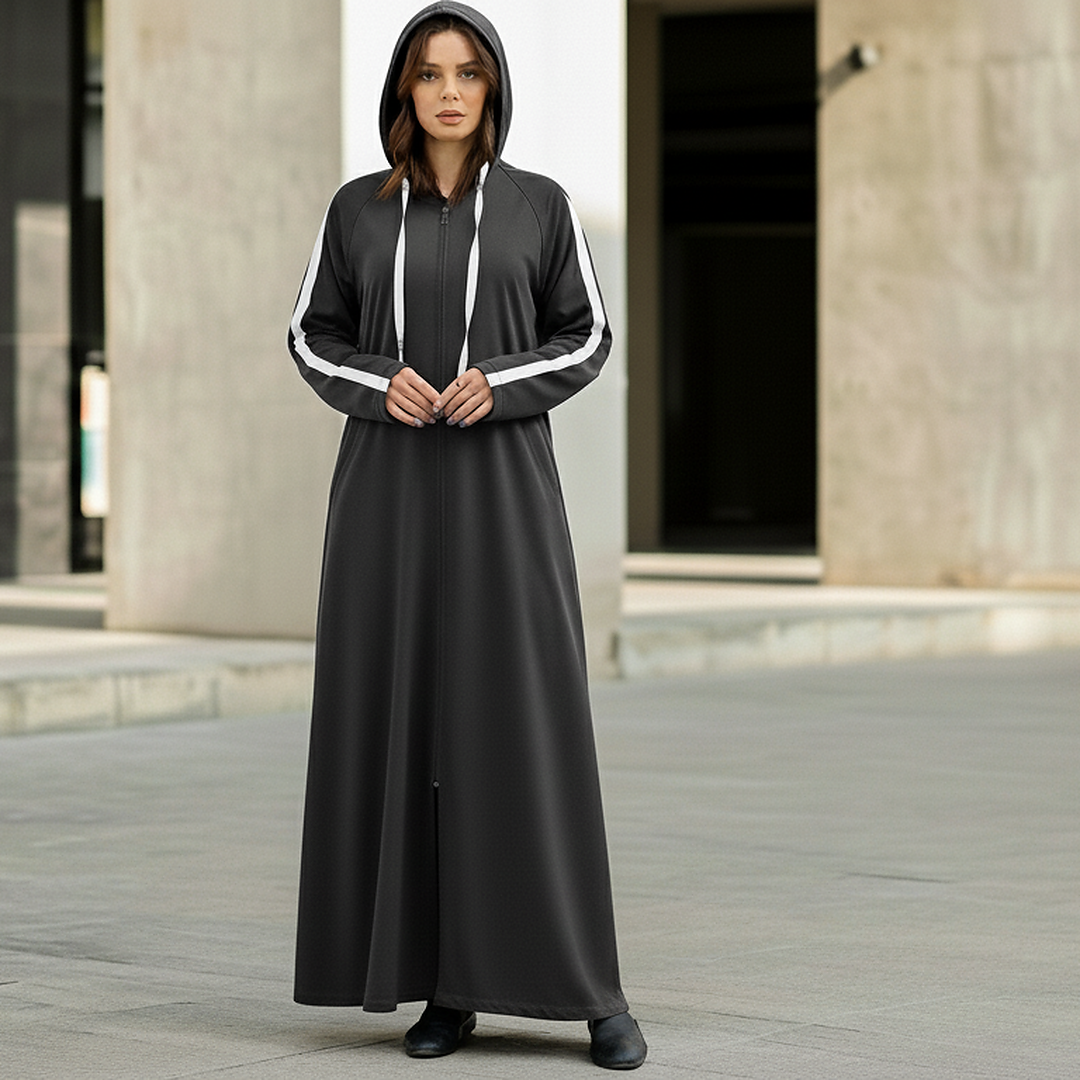 HOODIE ABAYA- GREY