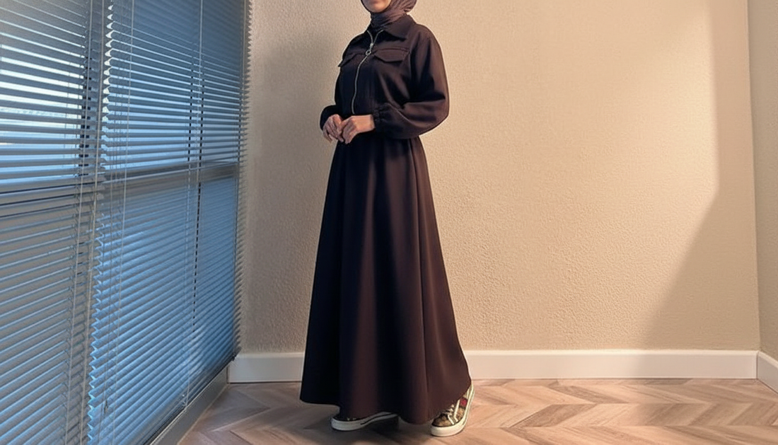 Two-Piece Fleece Modest Set- Dark Brown