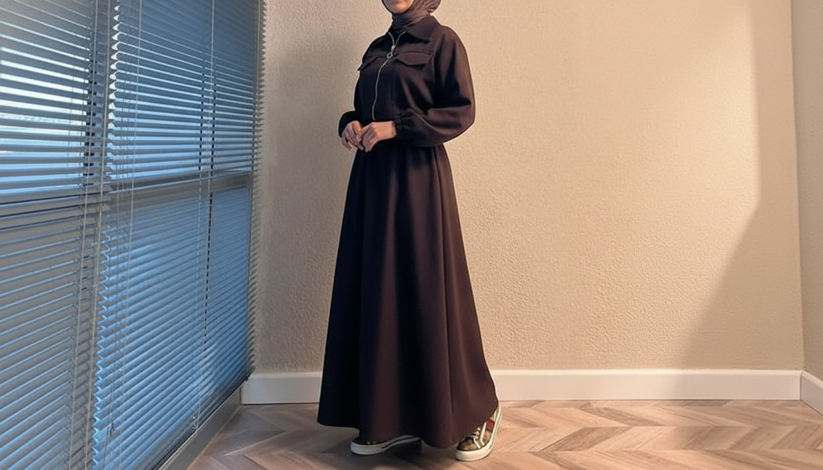 Two-Piece Fleece Modest Set- Dark Brown