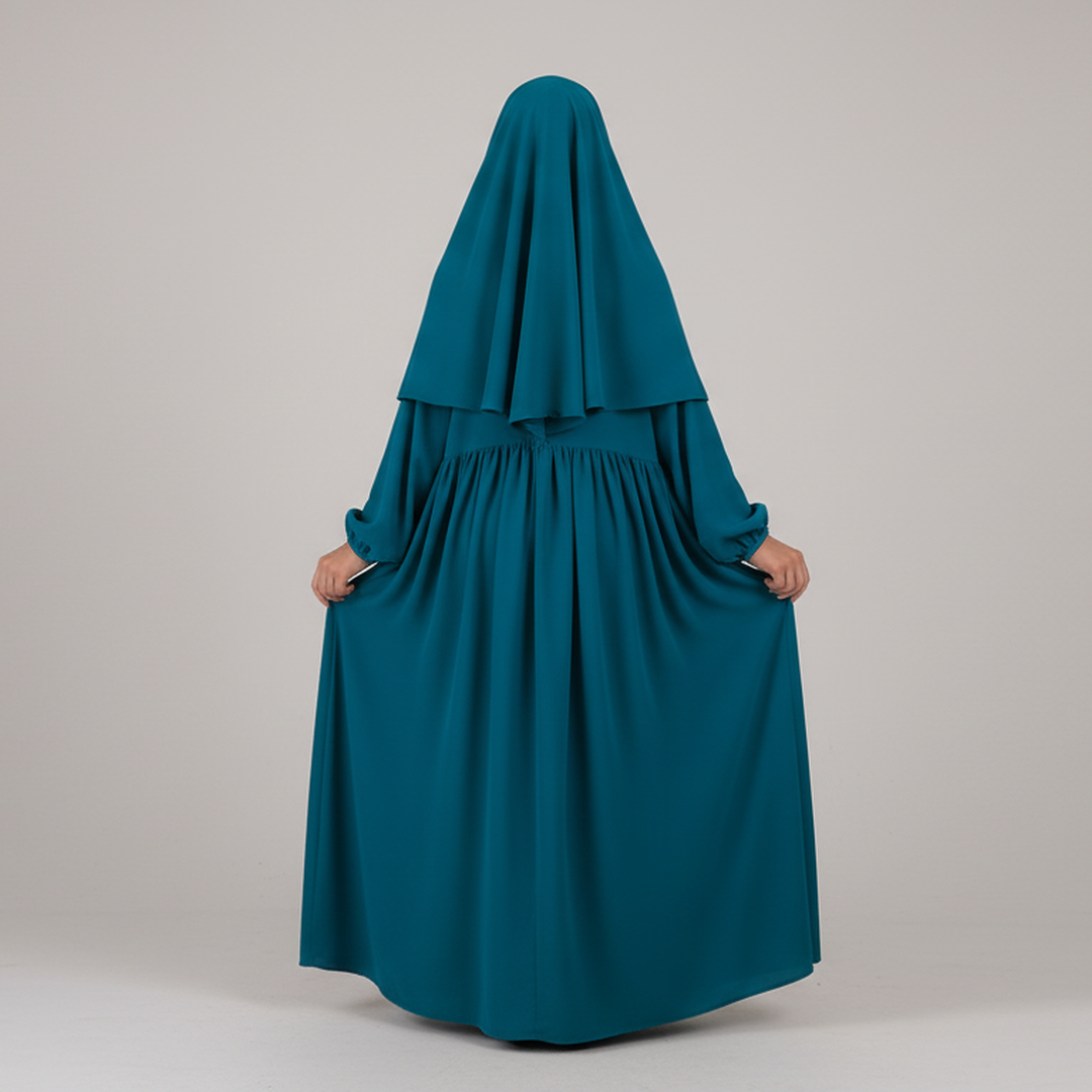 3 Piece Abaya Set (Abaya + Khimar + Niqab) - Zinc