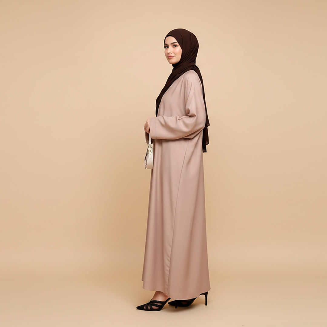 Everyday Front Open Abaya - Beige