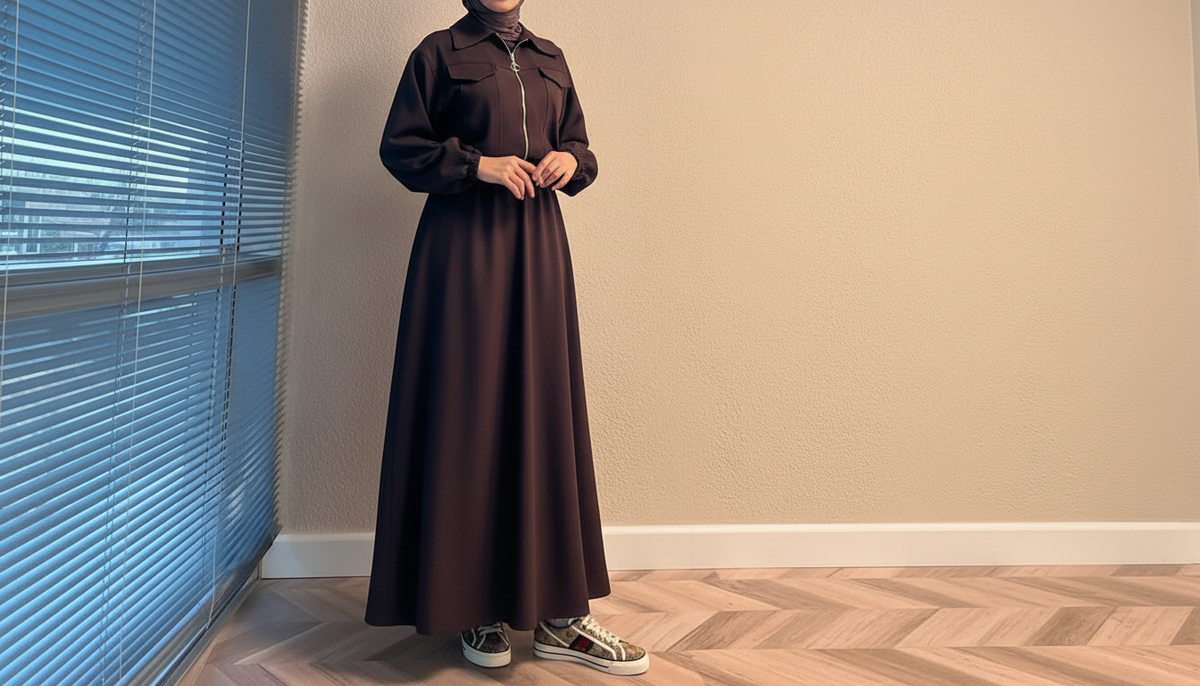 Two-Piece Fleece Modest Set- Dark Brown