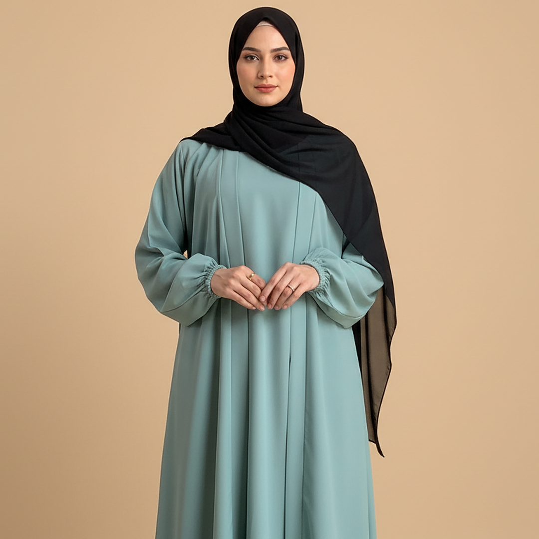 Aira - Kimono Abaya with attached inner - Sage