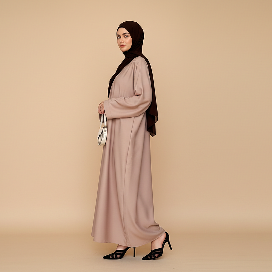 Everyday Front Open Abaya - Beige