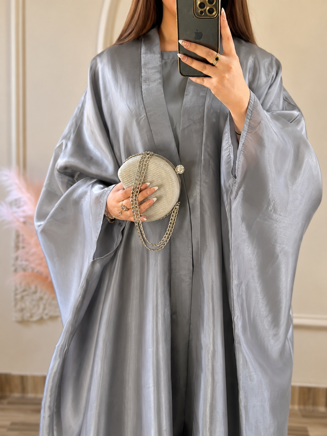 Moonveil Abaya-Silver