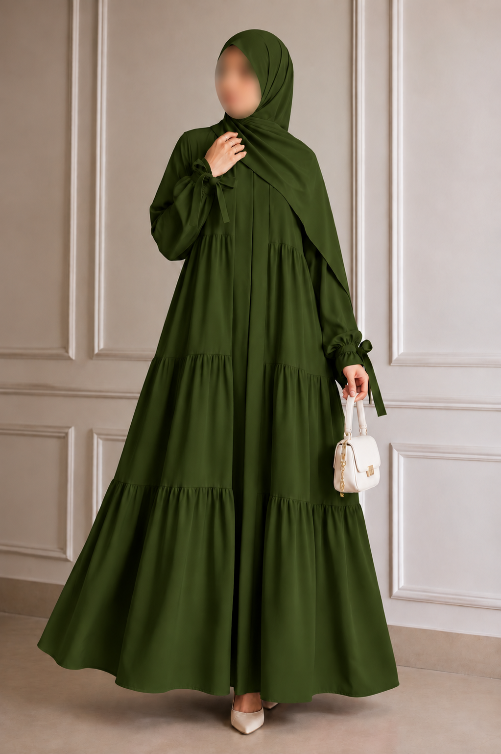 Flowy 3 Piece Abaya – Olive Muse