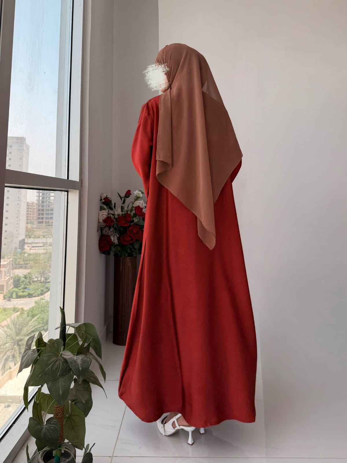Textured Scallop Coat-Rust