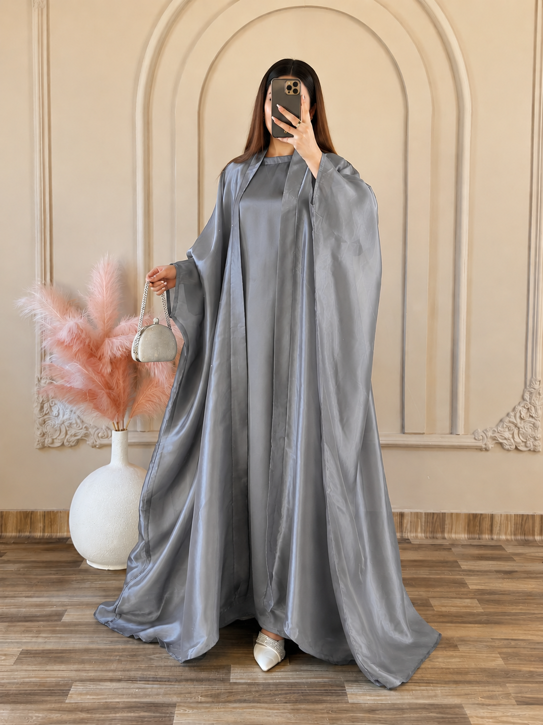 Moonveil Abaya-Silver