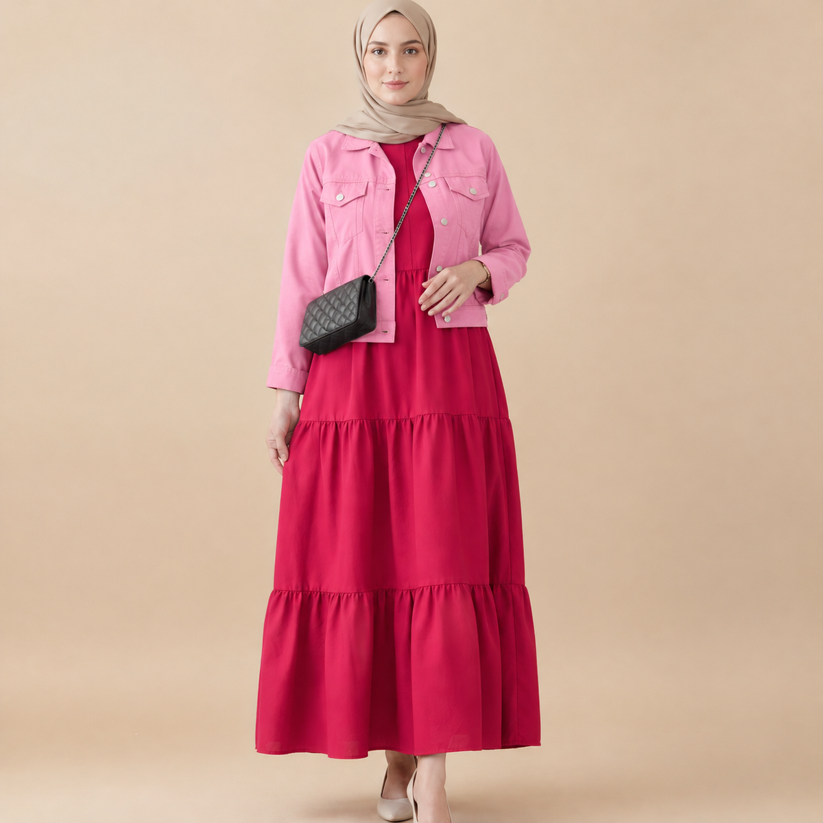 Frock+Jacket Duo- Pink/Soft Pink