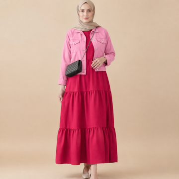 Frock+Jacket Duo- Pink/Soft Pink