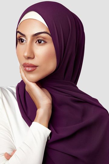 Instant hijab - Hijab  Attached Cap - Dark Purple