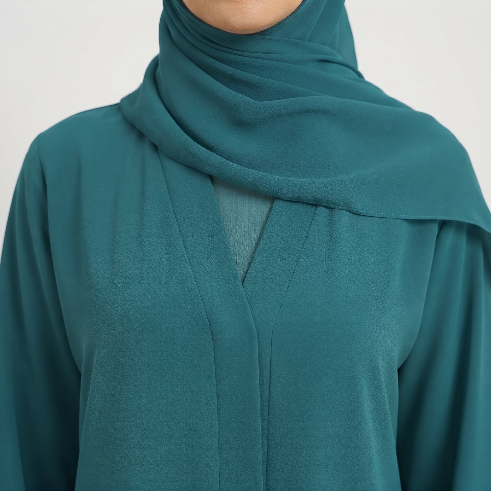 Everyday Front Open Abaya - Sea Green
