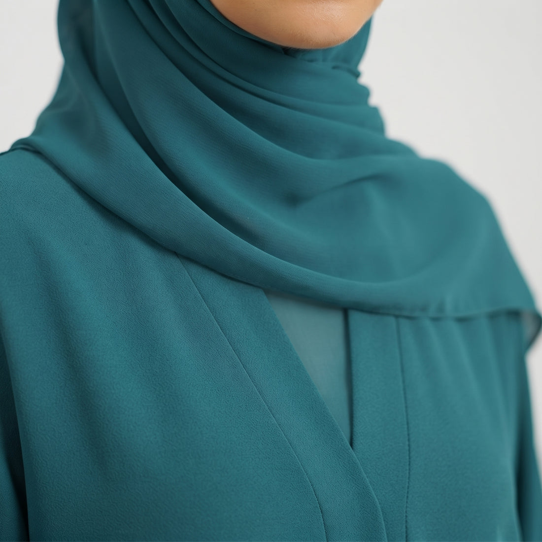 Everyday Front Open Abaya - Sea Green