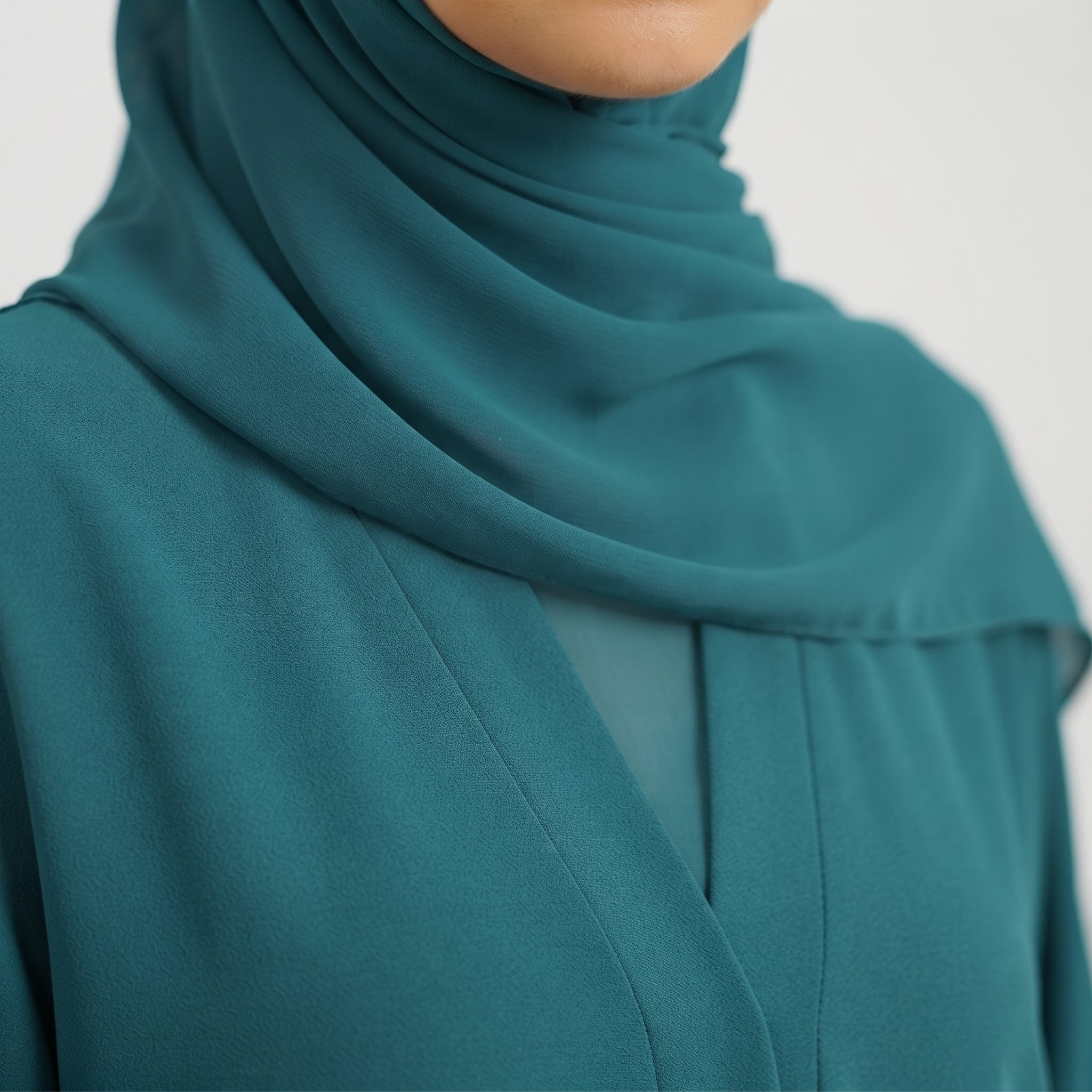 Everyday Front Open Abaya - Sea Green