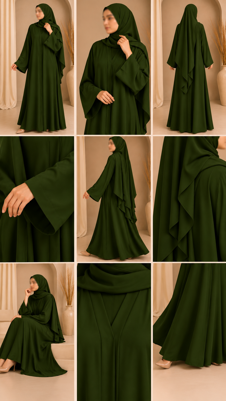 Everyday Front Open Abaya – Olive