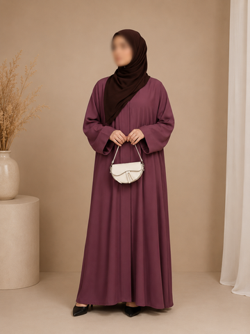 Everyday Front Open Abaya - Plum