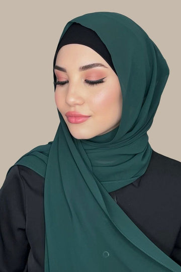 Instant hijab - Hijab  Attached Cap - Deep Green