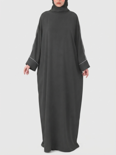 Piping Abaya- Grey