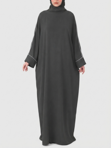 Piping Abaya- Grey