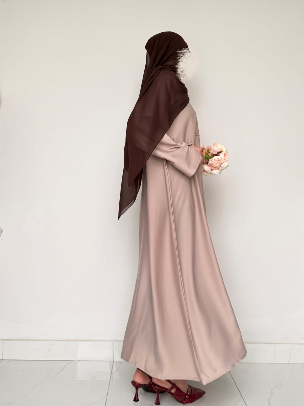 Liora - Pleated Abaya - Beige
