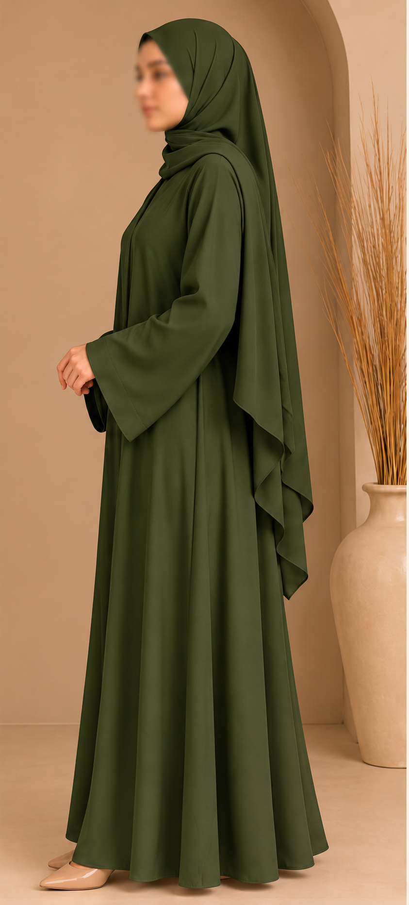 Everyday Front Open Abaya – Olive