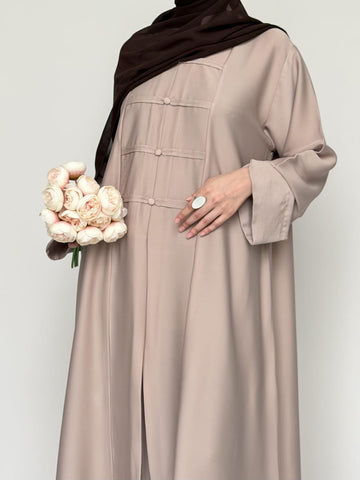 Liora - Pleated Abaya - Beige