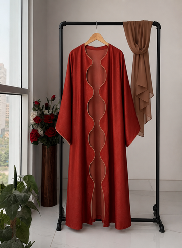 Textured Scallop Coat-Rust
