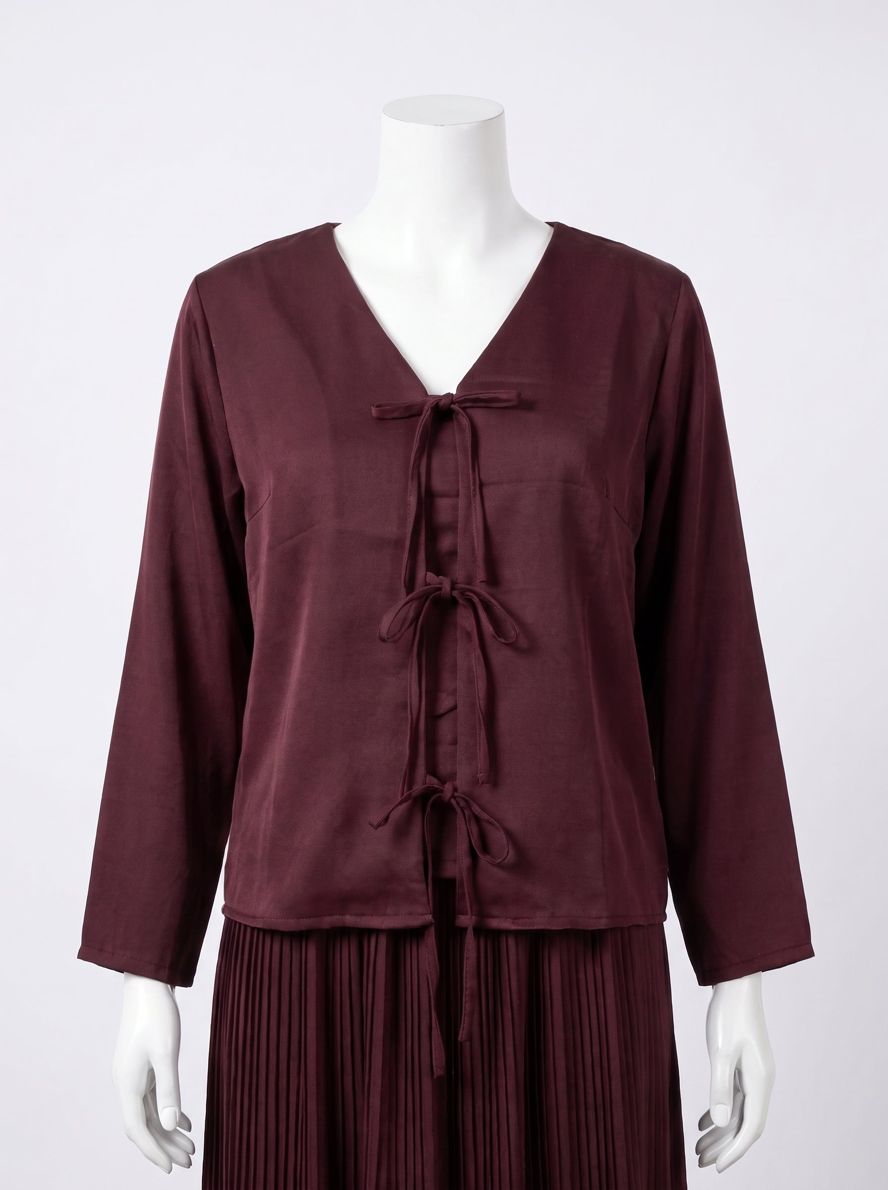 Pleated Skirt Top - Burgundy