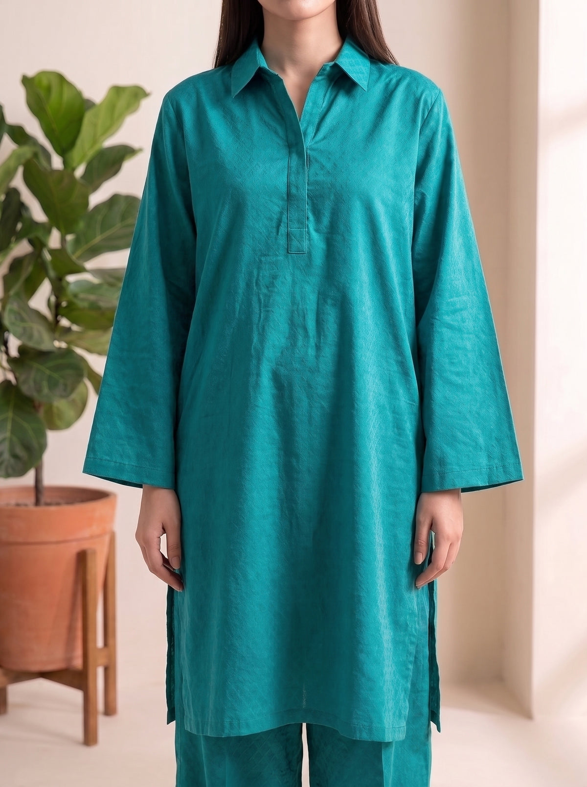 SOLACE- 2PC COTTON COORD SET- TEAL