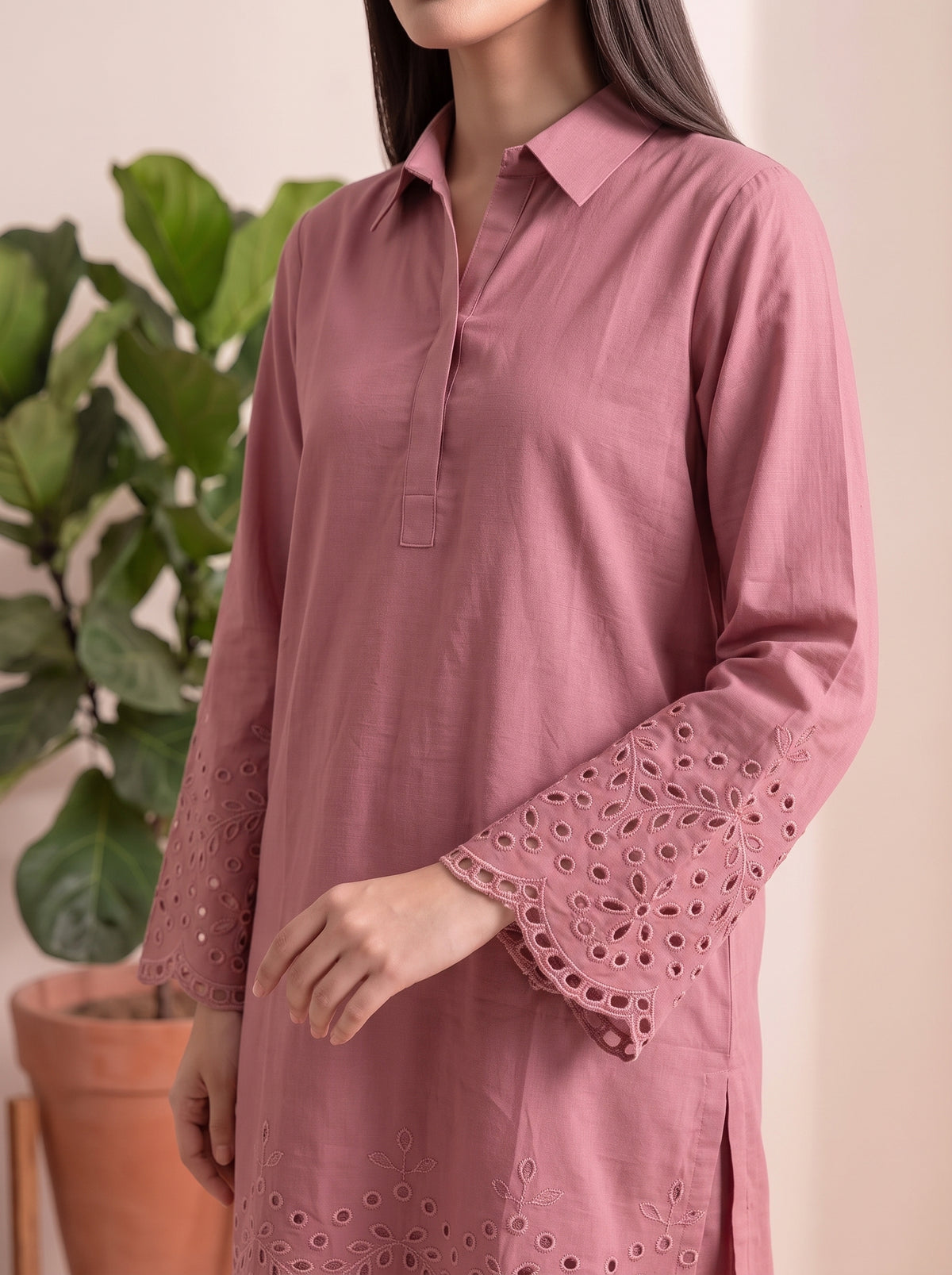 NURA- 2PC COTTON COORD SET- ROSE