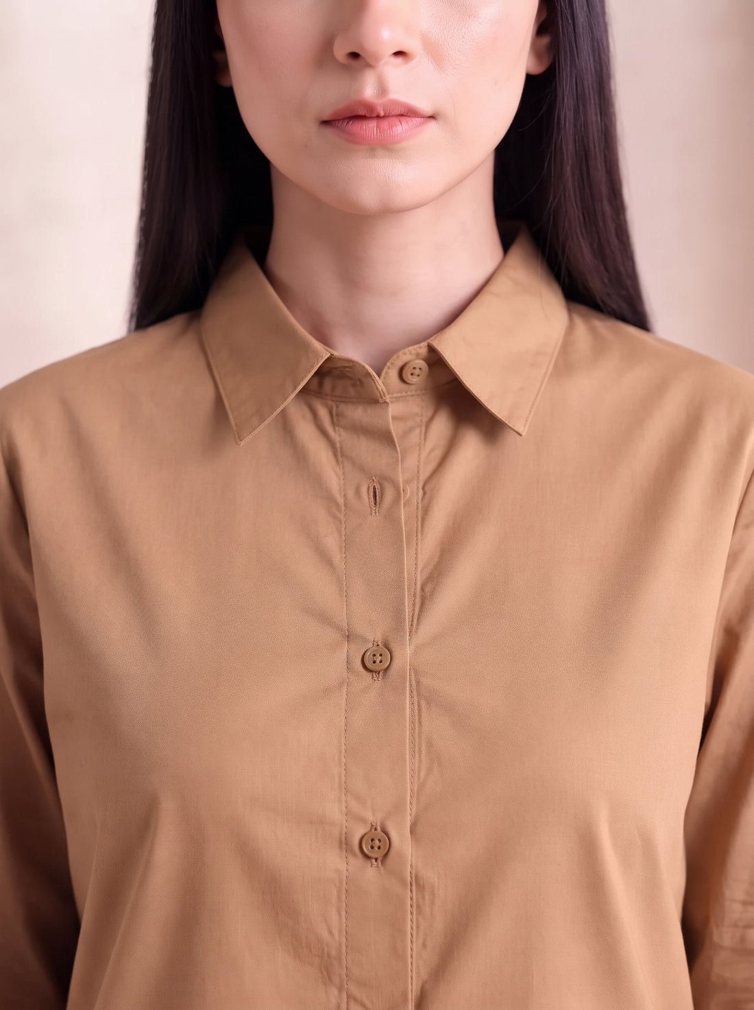 Button-Down Co-Ord Set - Tan