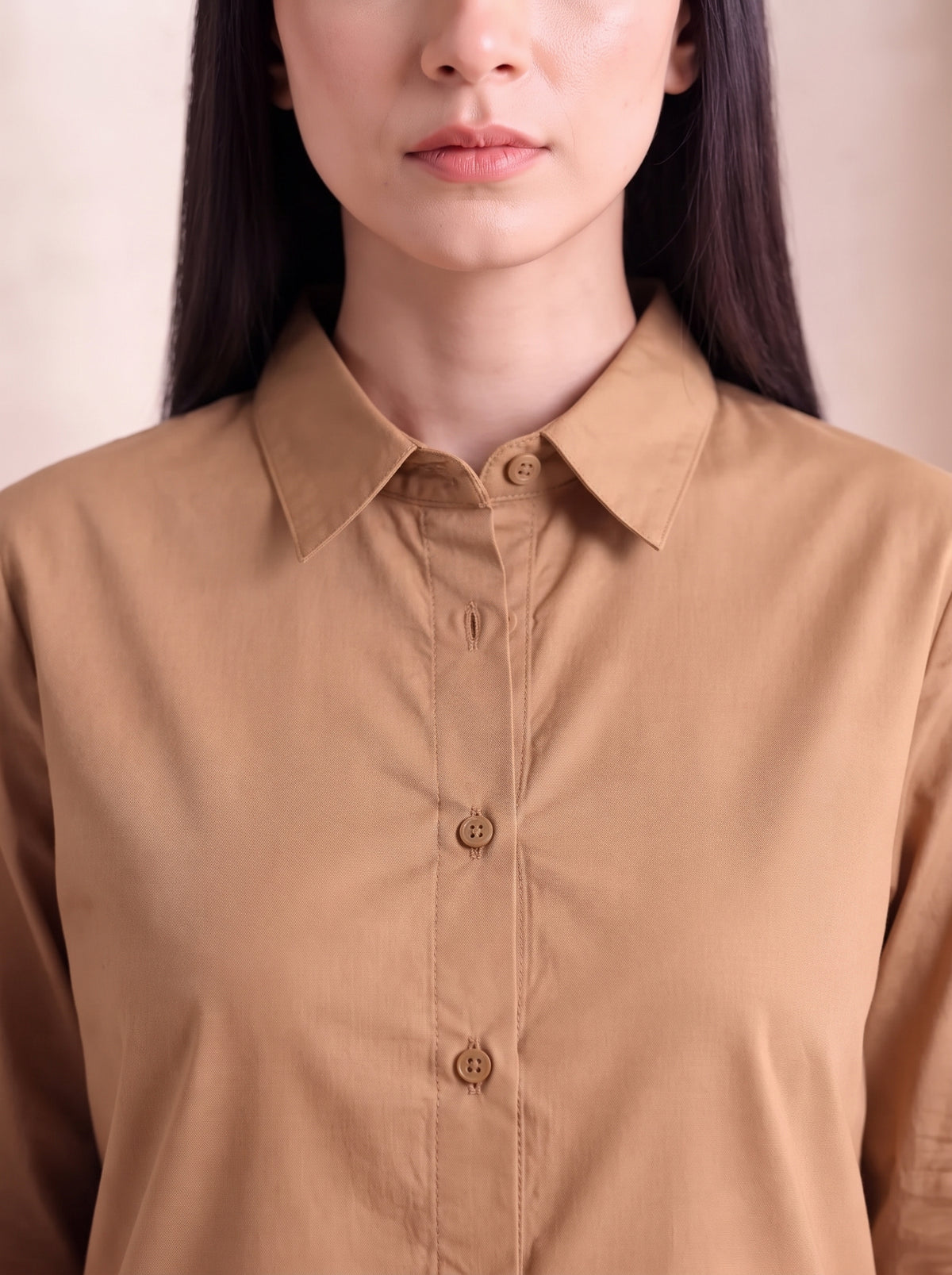 Button-Down Co-Ord Set - Tan