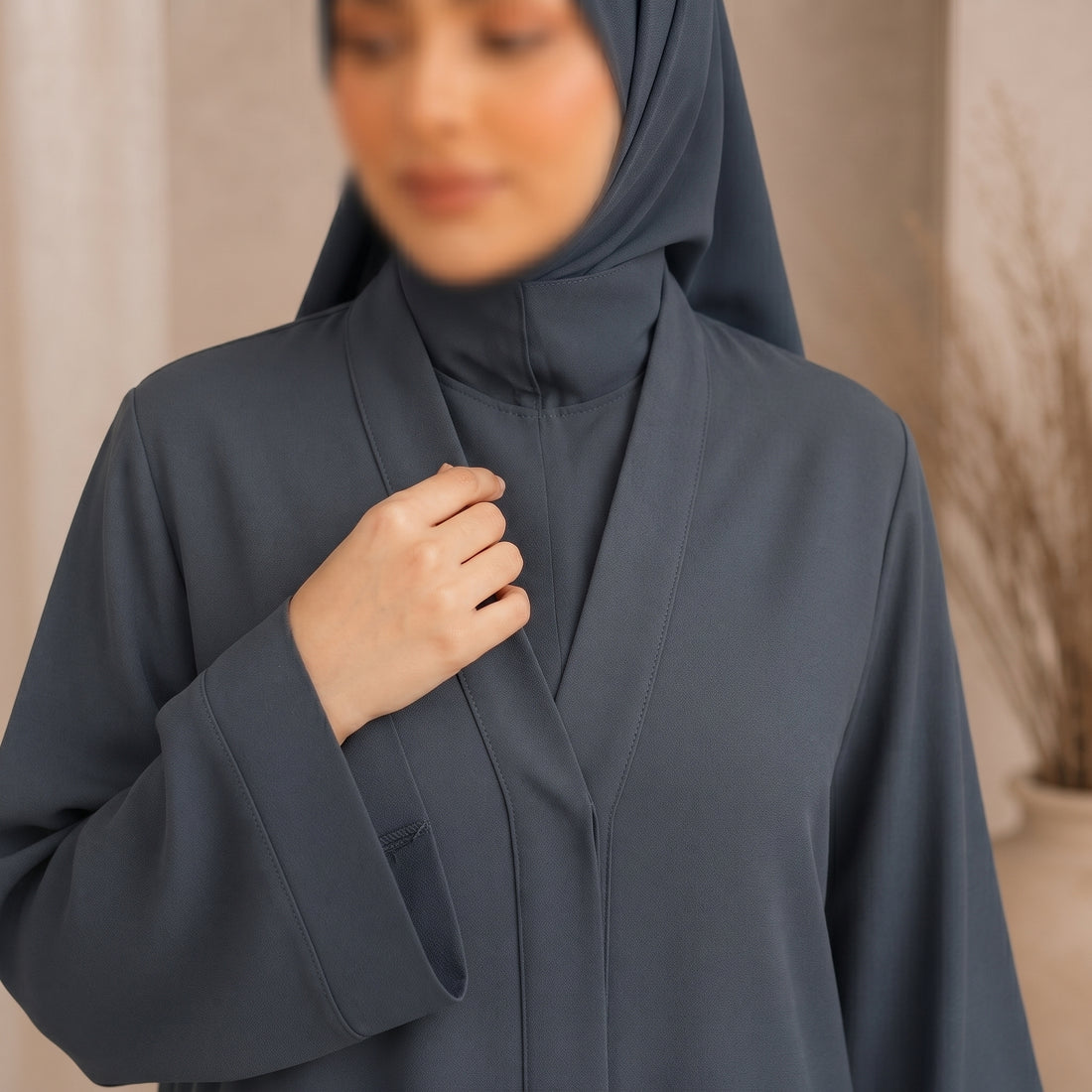 Everyday Front Open Abaya â?? Slate Grey