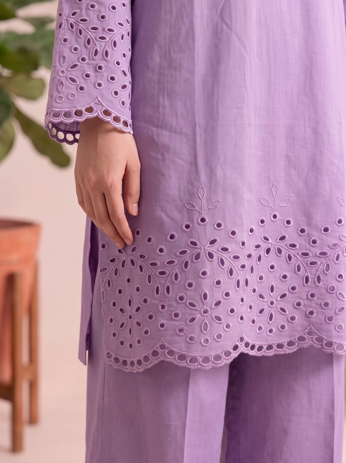 NURA- 2PC COTTON COORD SET- LILAC