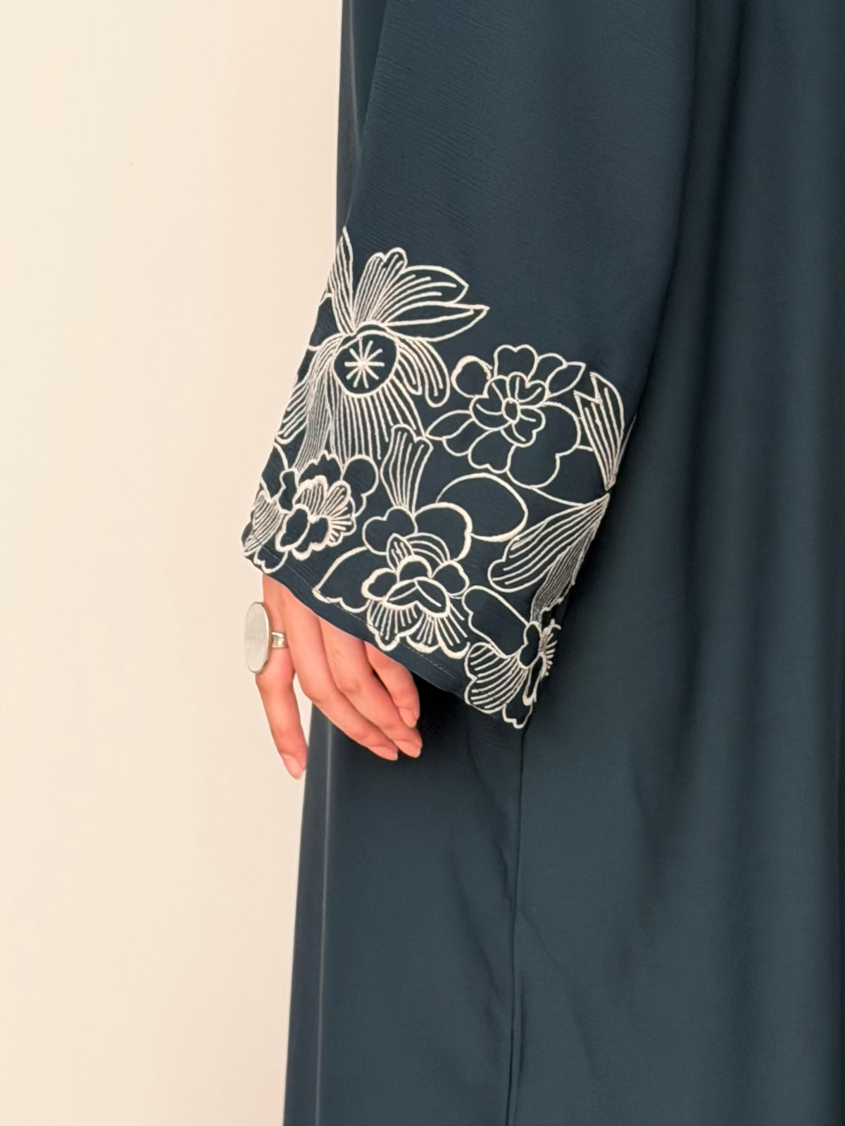 Infinity Embroidered Abaya - Teal