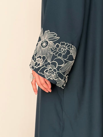 Infinity Embroidered Abaya - Teal