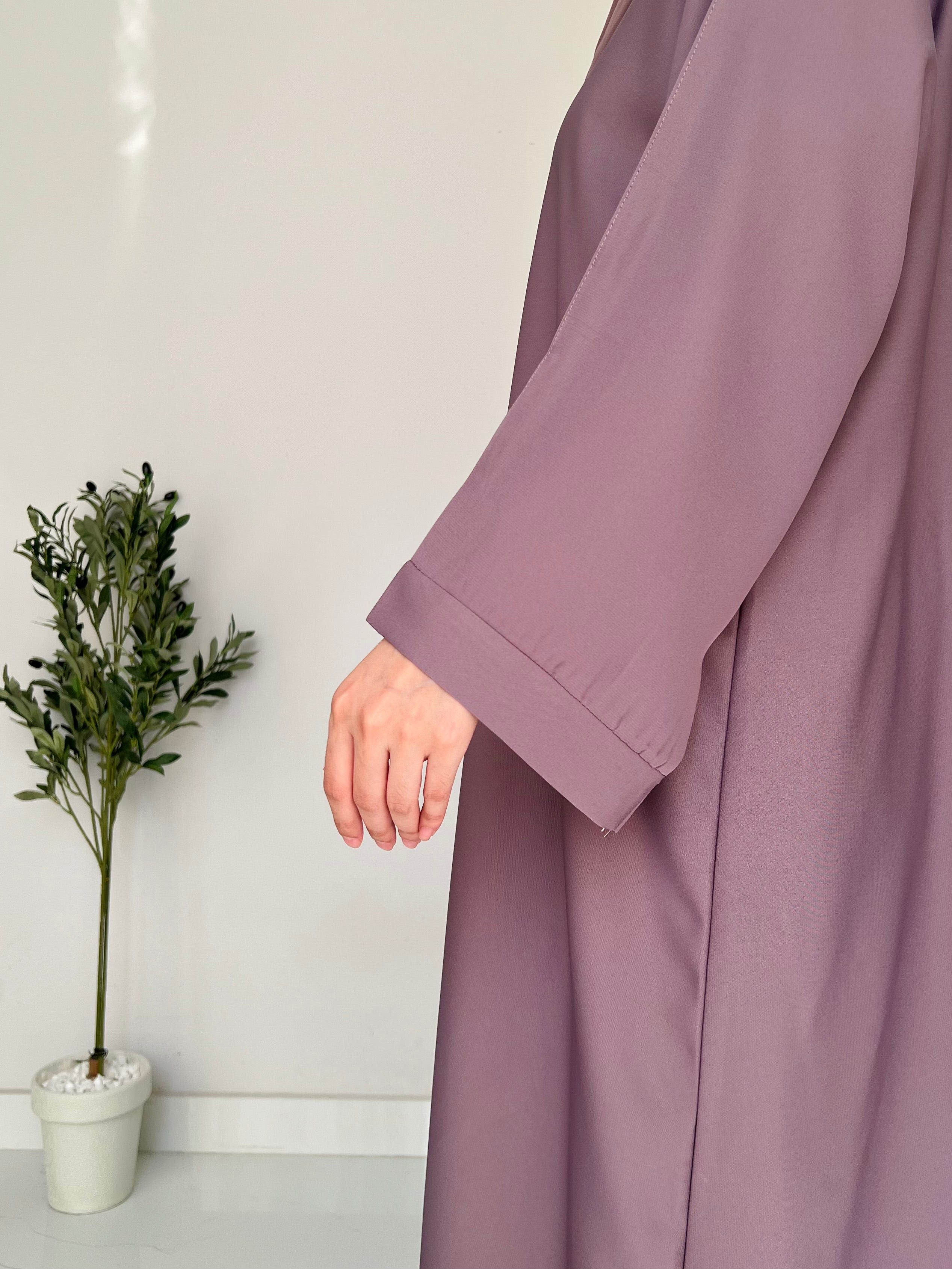 Everyday Front Open Abaya - Mauve